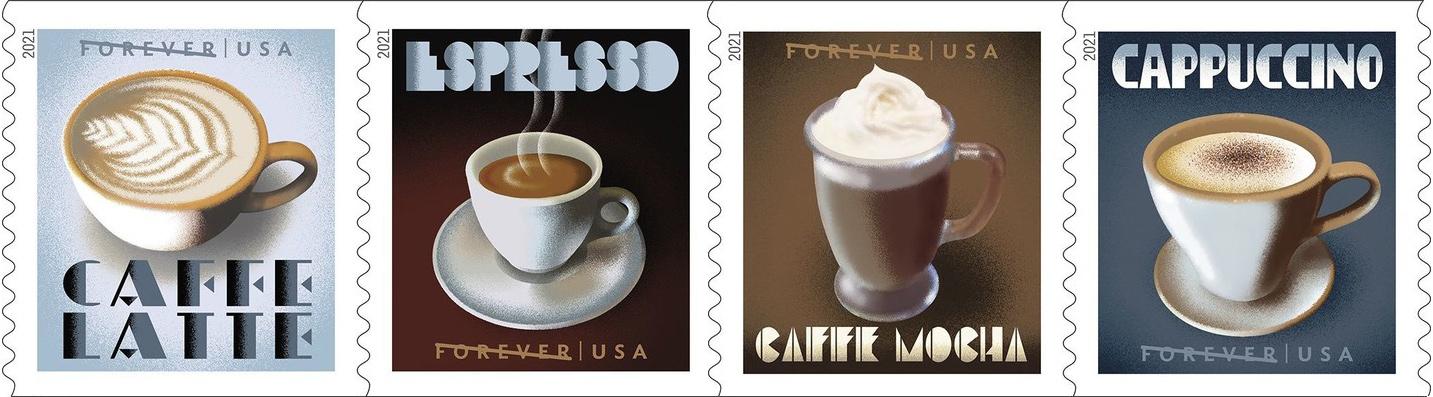 2021 Espresso Drinks Coffee Forever stamps | Forever Stamps US Postage Stamps